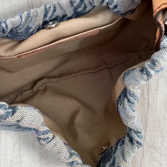 Gaetano Navarra Houndstooth Plaid Jacquard Canvas Leather Shoulder Bag Stud Y2K - Picture 5 of 7